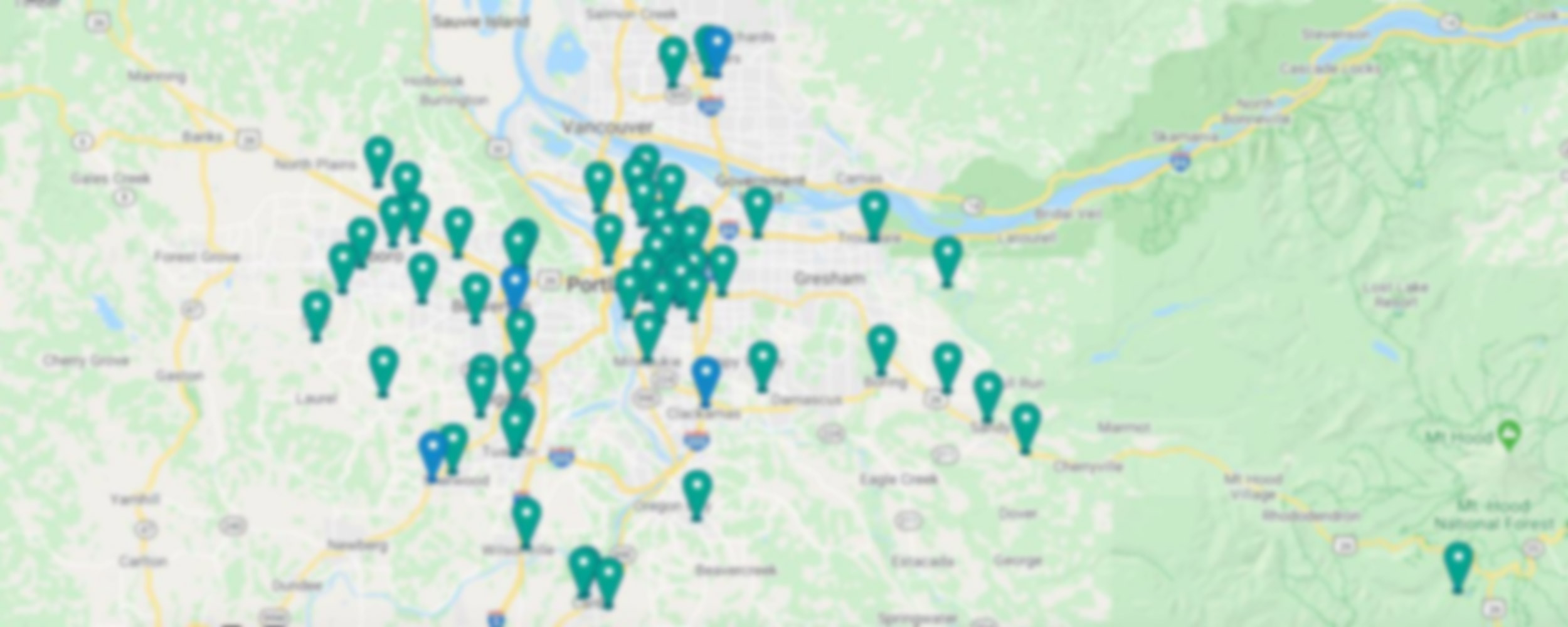 Portland map with YMCA location pins